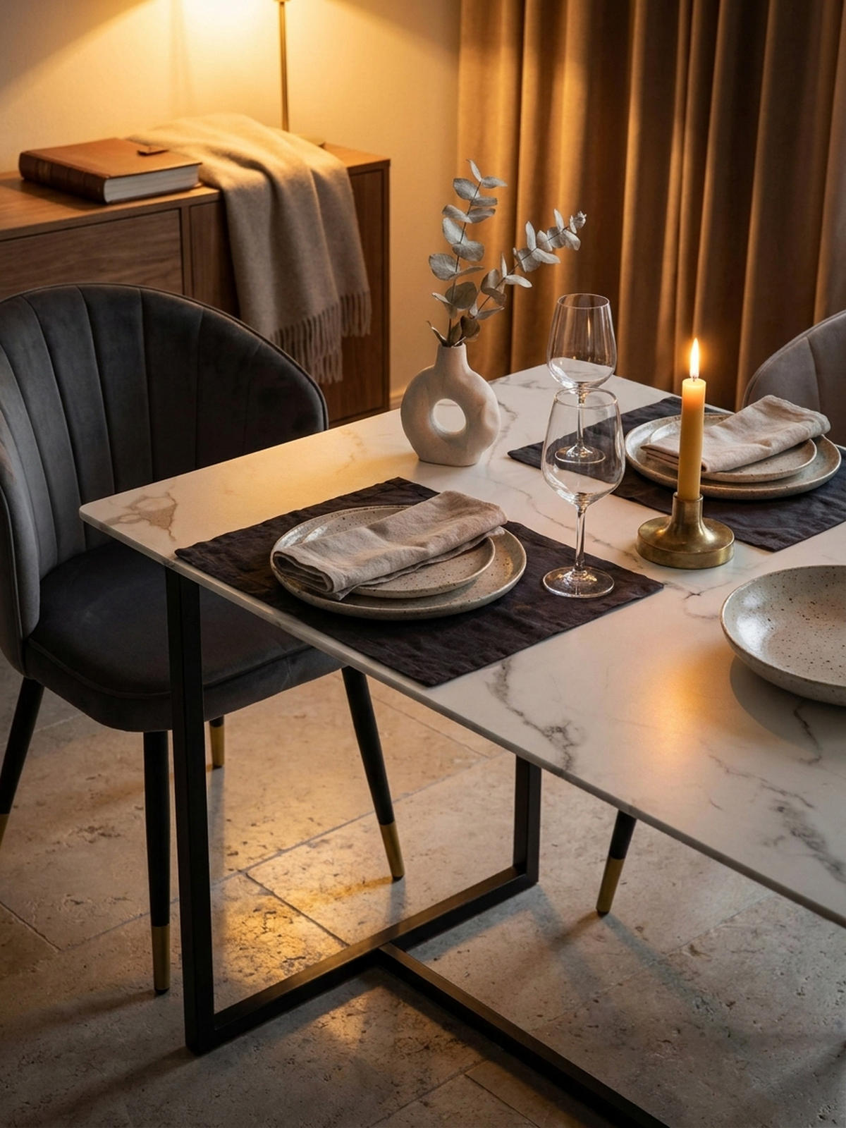 ESSTISCH Marmoroptik Metall Rechteckig Modern Klein, Weiß 120x60x76 cm - Schwarz/Weiß, Holzwerkstoff/Metall (60/120/76cm) - KADIMA DESIGN
