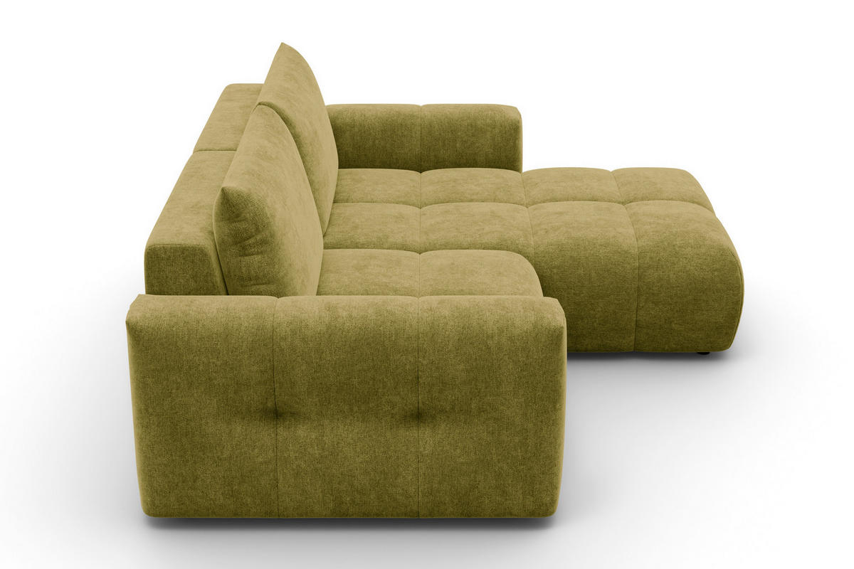 ECKSOFA VERONA 3-Sitzer rechts, Khaki - Schwarz/Grün, Holz/Textil (224/173cm) - Courtois Laville
