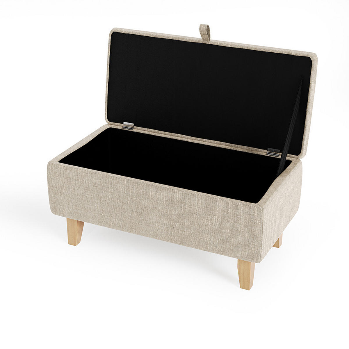 POLSTERHOCKER 71/37/34 cm Stauraum Holzbeine Leinen Beige - Beige, Holz/Textil (71/34/37cm) - Livingandhome