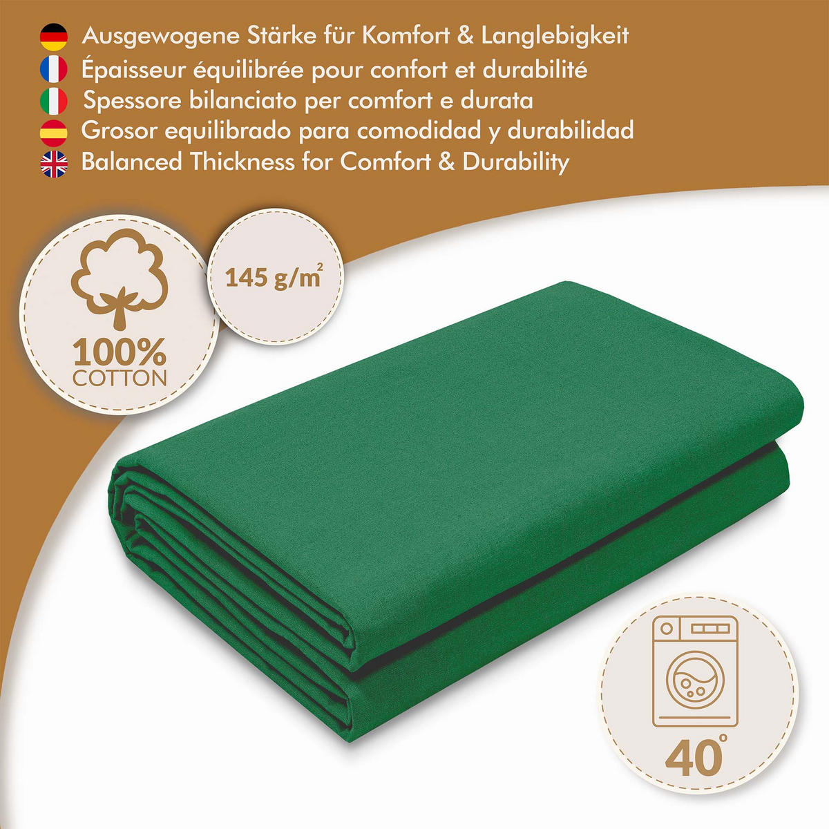 BAUMWOLLSTOFF Grün 160 cm breit, 145 g/m², uni grün, strapazierfähige Canvas-Qualität für Nähen & Deko - Grün, Textil (160/100cm) - Dreamroots