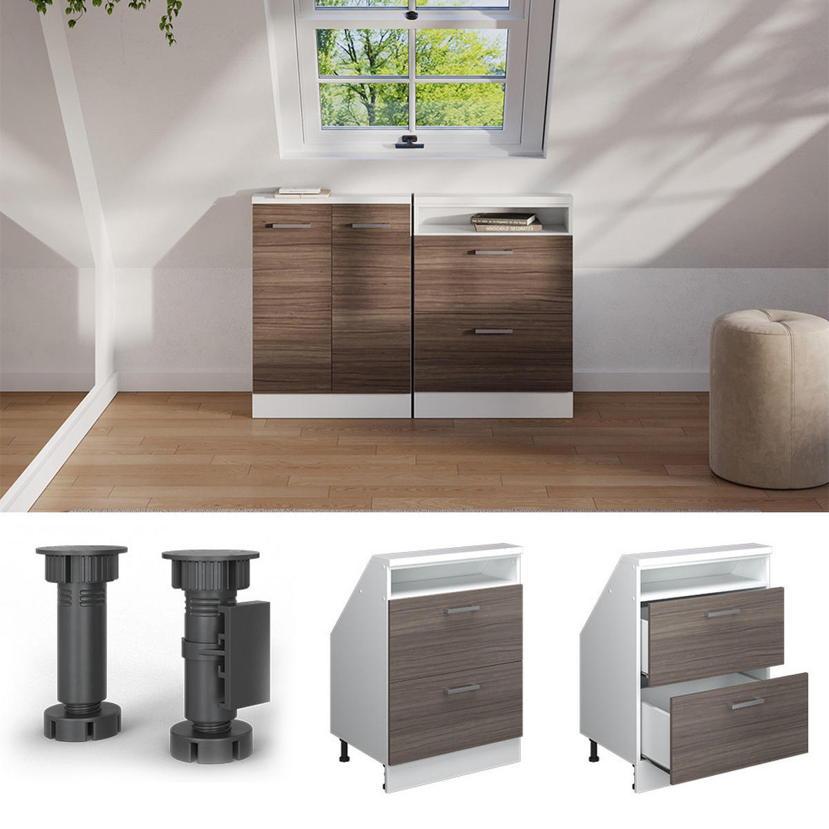 Weiß/Grau, Holzwerkstoff (60/81.6/46cm) - Vicco