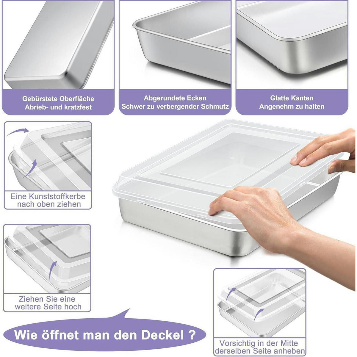 BACKBLECH mit Deckel 23,8 x 18 x 5 cm - Transparent, Metall (23.8/5/5cm)