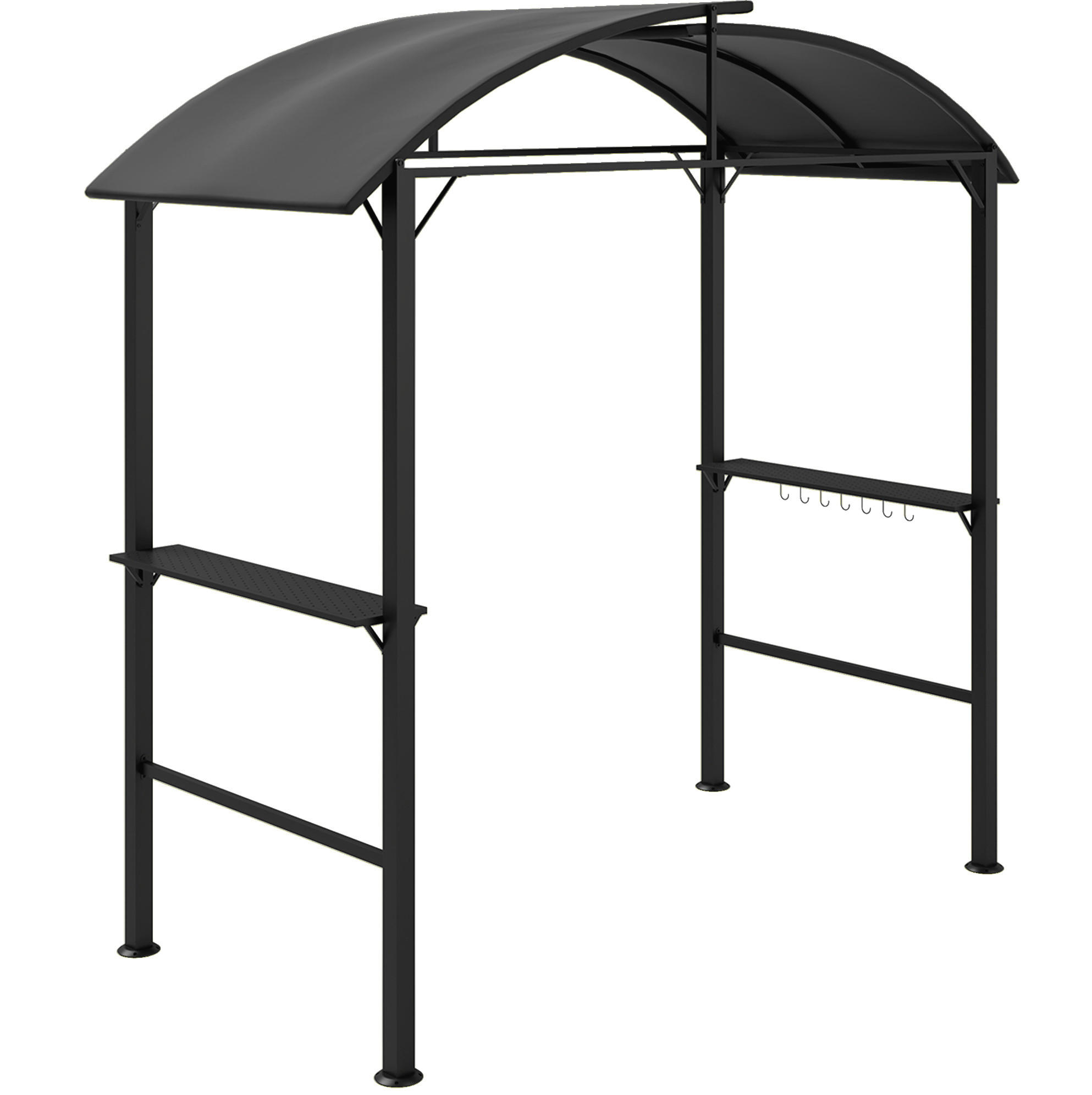 GRILLPAVILLON 233/110/235 cm mit Doppeldach, Seitenablagen und 7 Haken, Stahl, Dunkelgrau - Dunkelgrau, Metall (233/235/110cm) - Redom