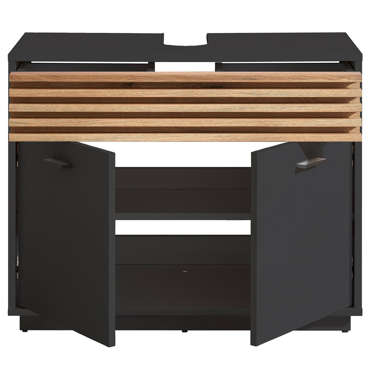 WASCHBECKENUNTERSCHRANK - Anthrazit, Holzwerkstoff (80/64/40cm) - home24