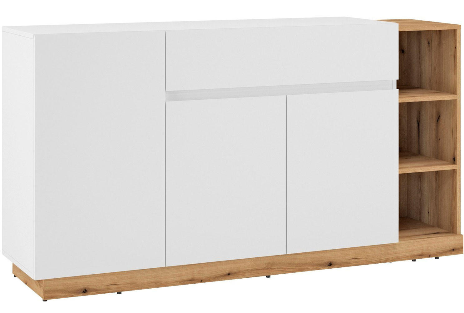 KOMMODE Bristol weiß / Evoke Eiche 163 / 40 / 86cm - Eichefarben/Weiß, Holz/Holzwerkstoff (163/86/40cm) - Feldmann-Wohnen