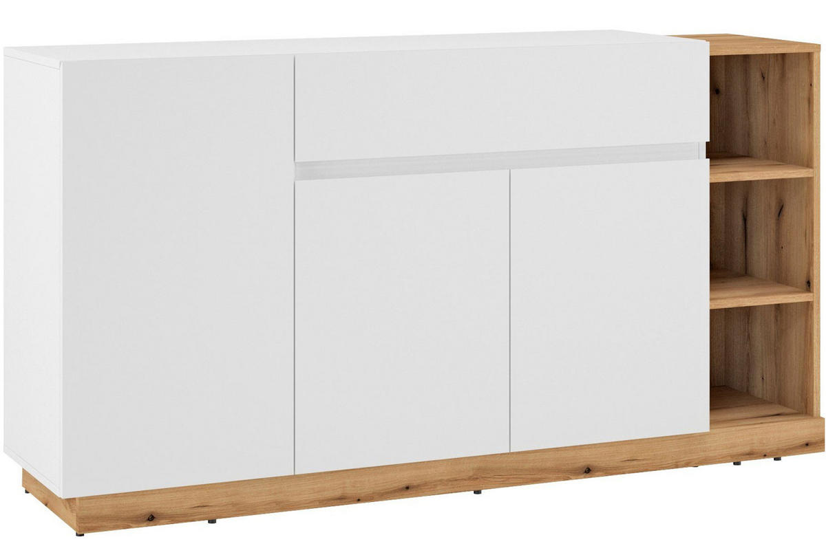 KOMMODE Bristol weiß / Evoke Eiche 163 / 40 / 86cm - Eichefarben/Weiß, Holz/Holzwerkstoff (163/86/40cm) - Feldmann-Wohnen