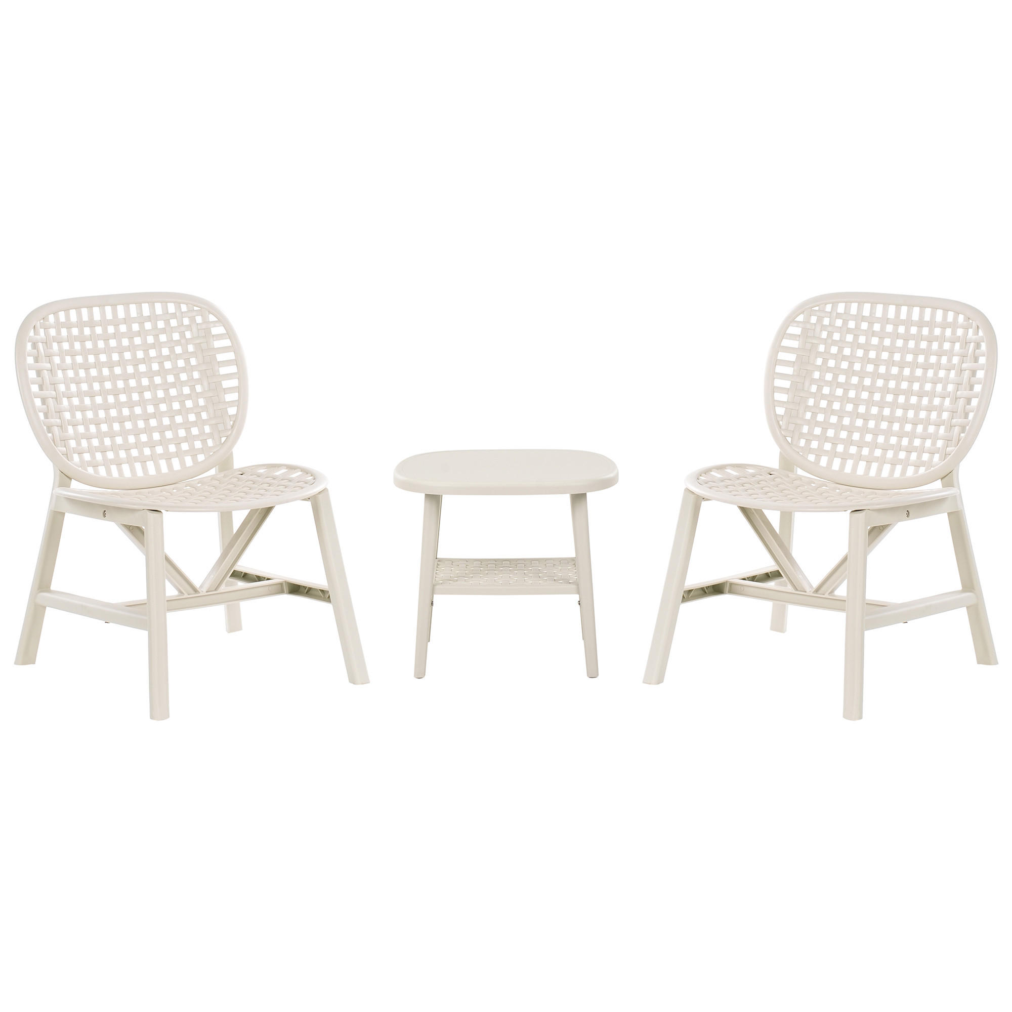 BISTRO-SET Cremeweiß Sicelle - Weiß, Kunststoff - Beliani
