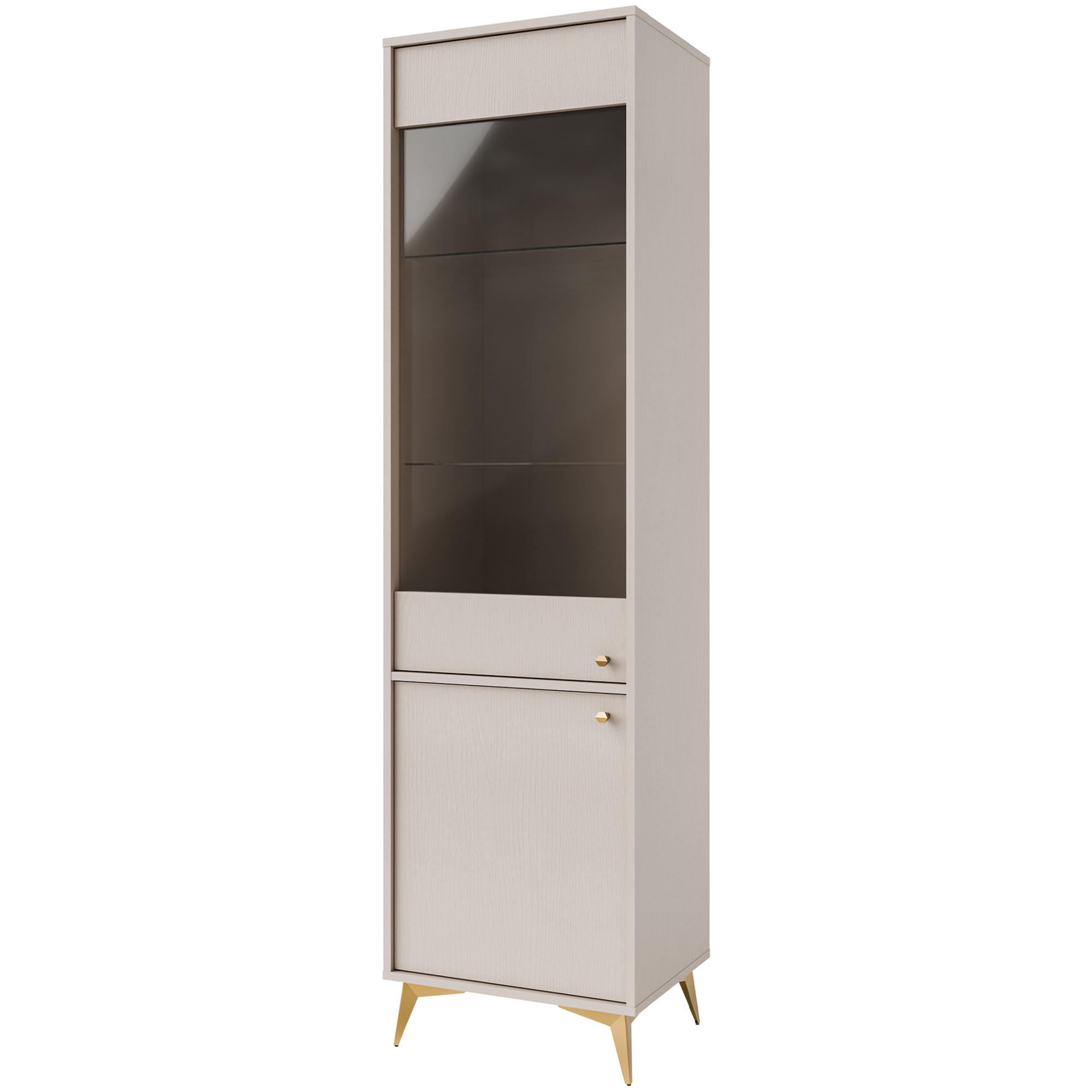 VITRINENSCHRÄNK FLOREN, Creme/Gold - Creme, Holzwerkstoff/Metall (51.8/193.5/40.8cm) - KONSIMO®