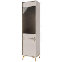 VITRINENSCHRÄNK FLOREN, Creme/Gold - Creme, Holzwerkstoff/Metall (51.8/193.5/40.8cm) - KONSIMO®