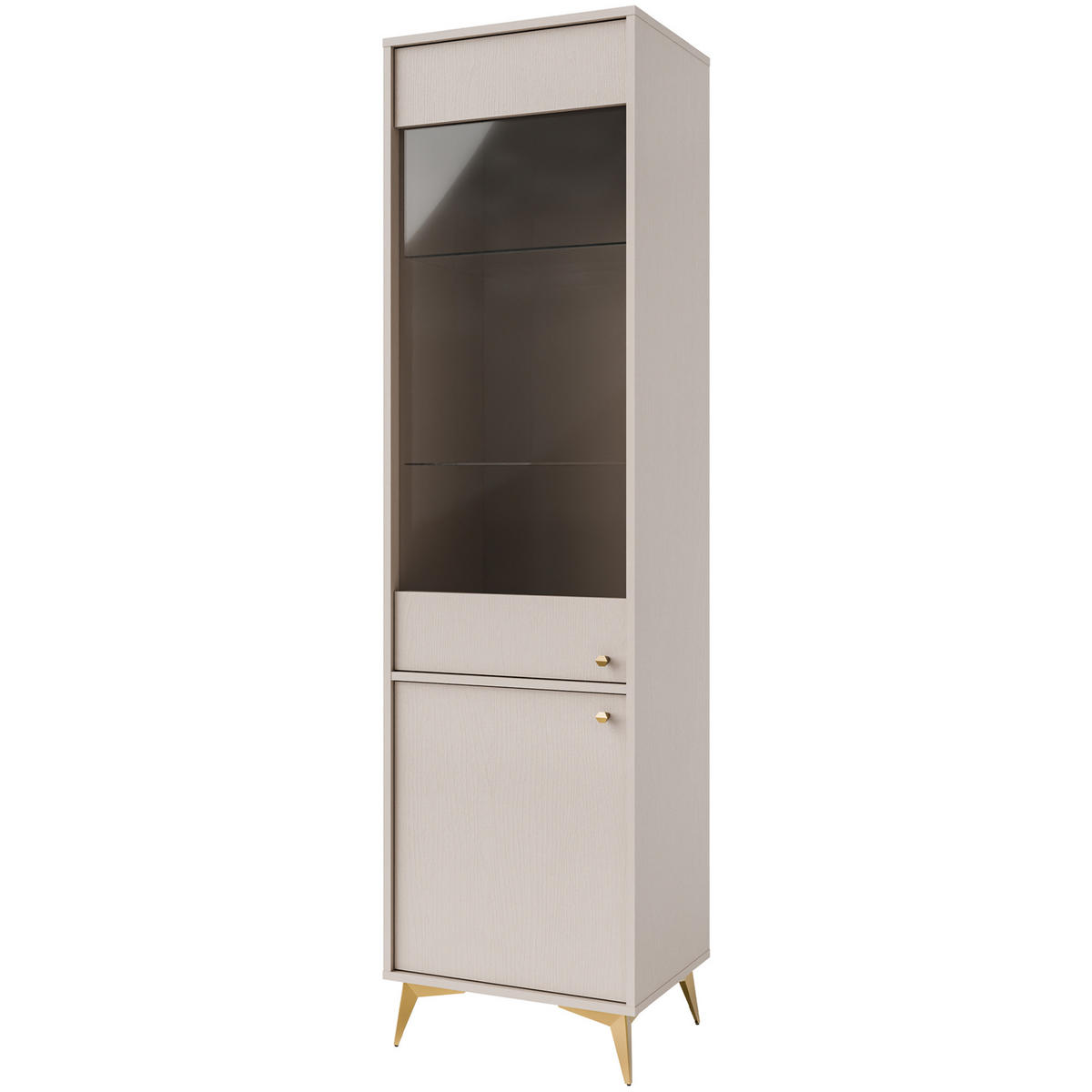 VITRINENSCHRÄNK FLOREN, Creme/Gold - Creme, Holzwerkstoff/Metall (51.8/193.5/40.8cm) - KONSIMO®
