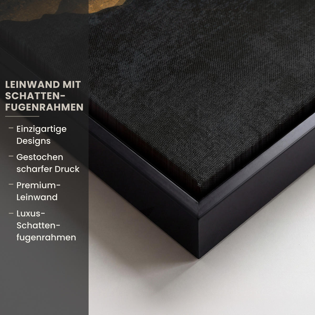 LEINWAND Bilder mit Rahmen - Goldene Berge bei Mondschein - 50x70 - Goldfarben, Textil (50/70cm) - MuchoWow