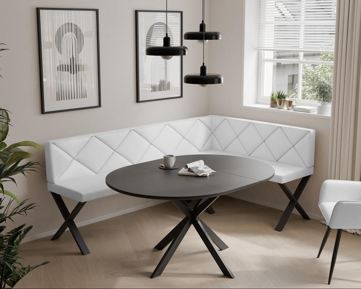 ECKBANK rechts VERO X Kunstleder gesteppt, 196/ 142 cm Weiß - Weiß, Kunststoff/Textil (142/196cm) - Idohome