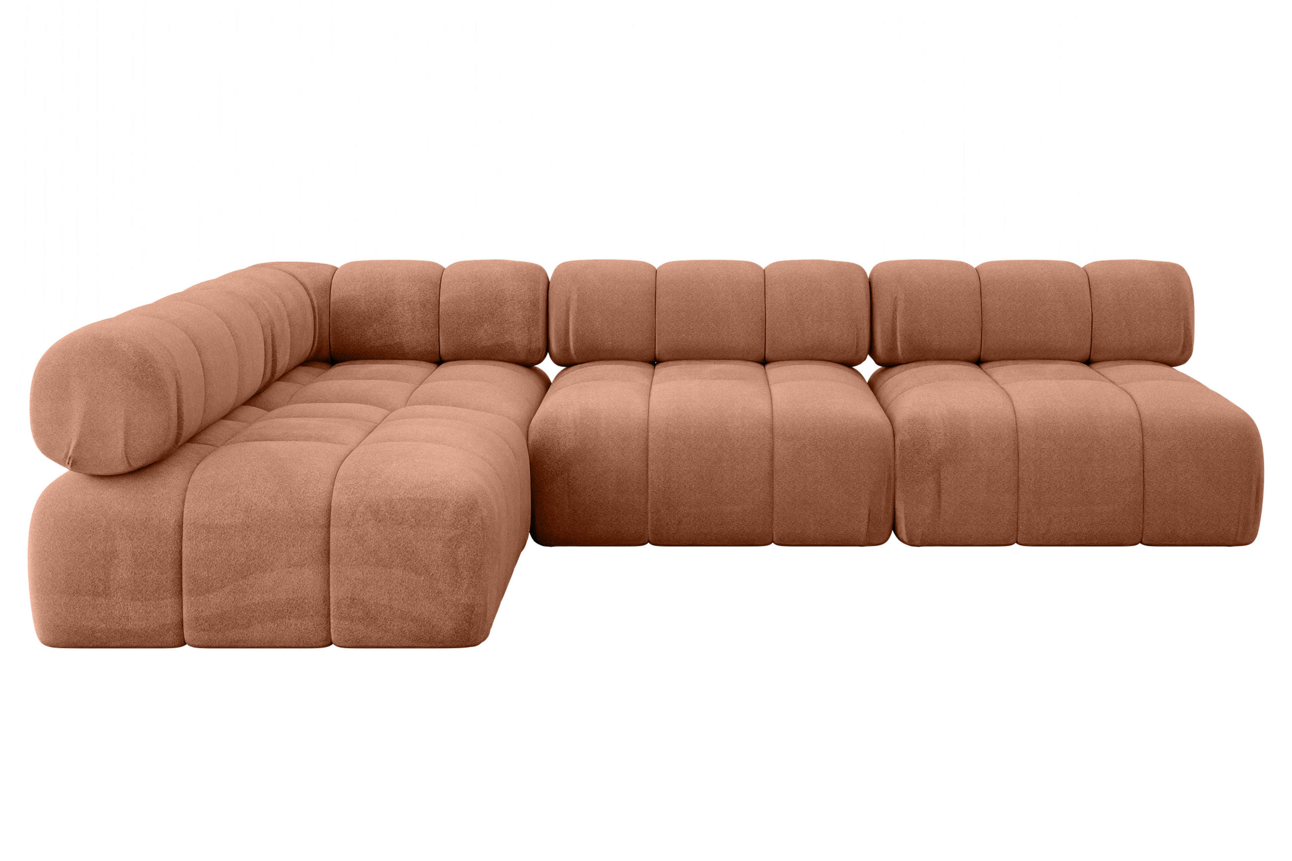 ECKSOFA modulares Sofa Samaro-L2 - 285x190x70 cm Apricot Velours - Koralle, Holzwerkstoff/Textil (285/190cm) - ALTDECOR