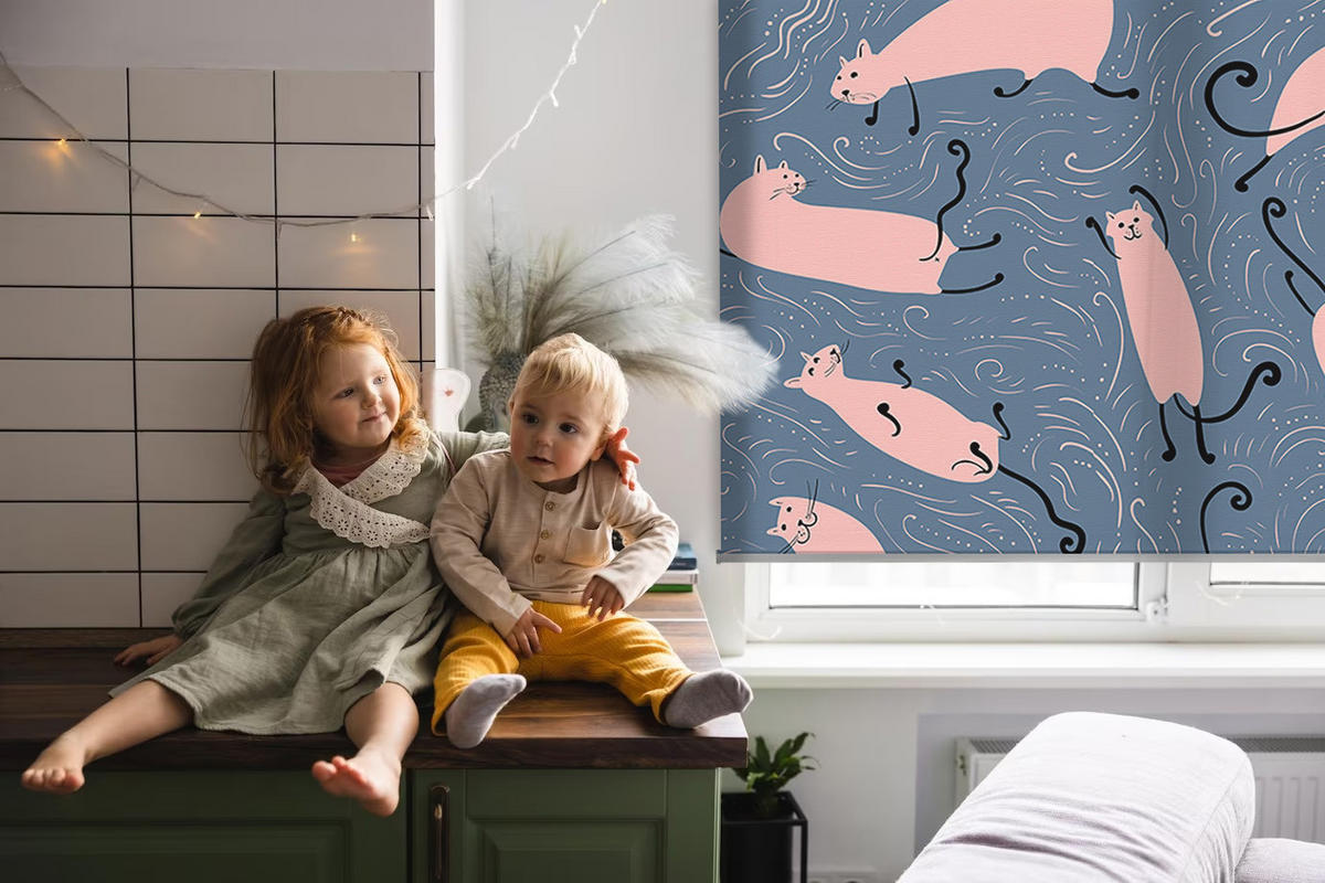 VNÚTORNÁ roleta - okenná roleta - roleta - 90x140 cm - Ružové mačky - pink, plast (90/140/0.5cm) - TULUP