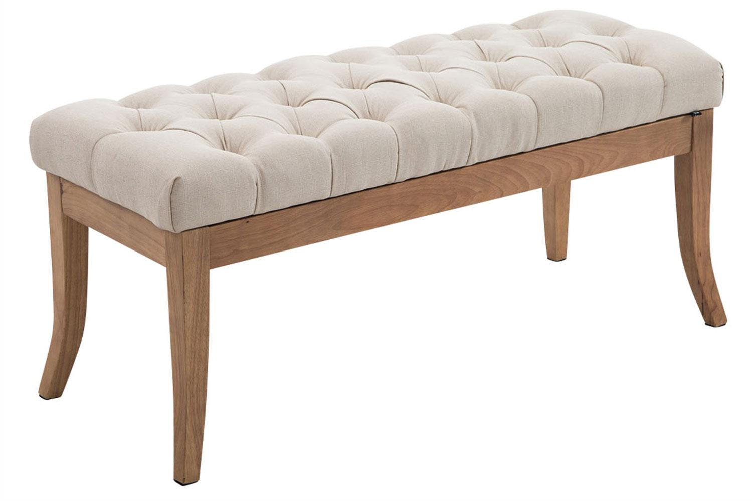 SITZBANK 100/38 cm Stoff creme - Creme/Naturfarben, Holz/Textil (100/46/38cm) - CLP