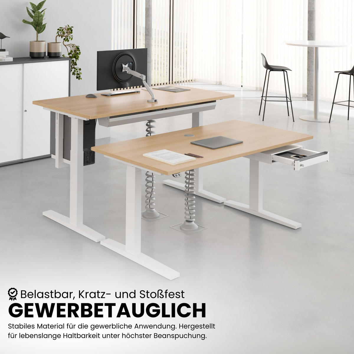 SCHREIBTISCH elektrisch XMKA 80/160/74 cm in Ahornfarben/Graphitfarben - Ahornfarben/Graphitfarben, Holzwerkstoff (80/160/74cm) - bümö