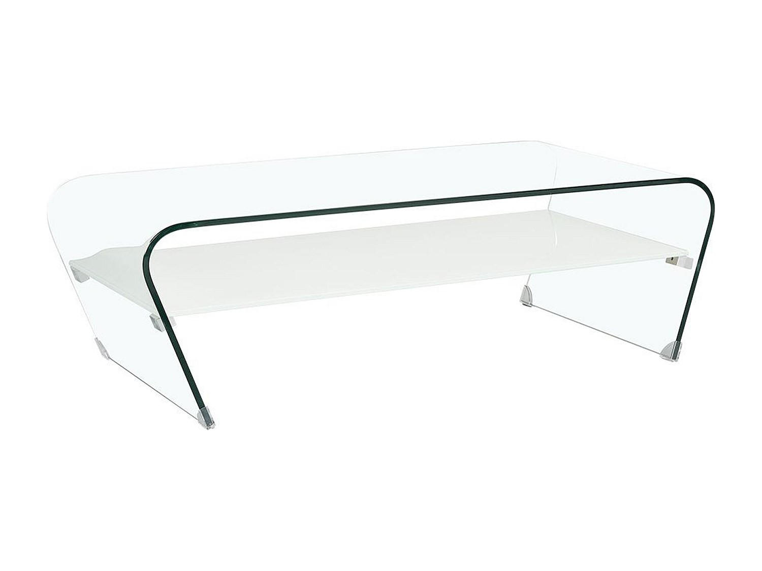 COUCHTISCH mit Ablage - mit Ablage - Weiß - KELLY - Transparent, Glas (120/60/37cm) - Vente-Unique