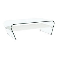 COUCHTISCH mit Ablage - mit Ablage - Weiß - KELLY - Transparent, Glas (120/60/37cm) - Vente-Unique