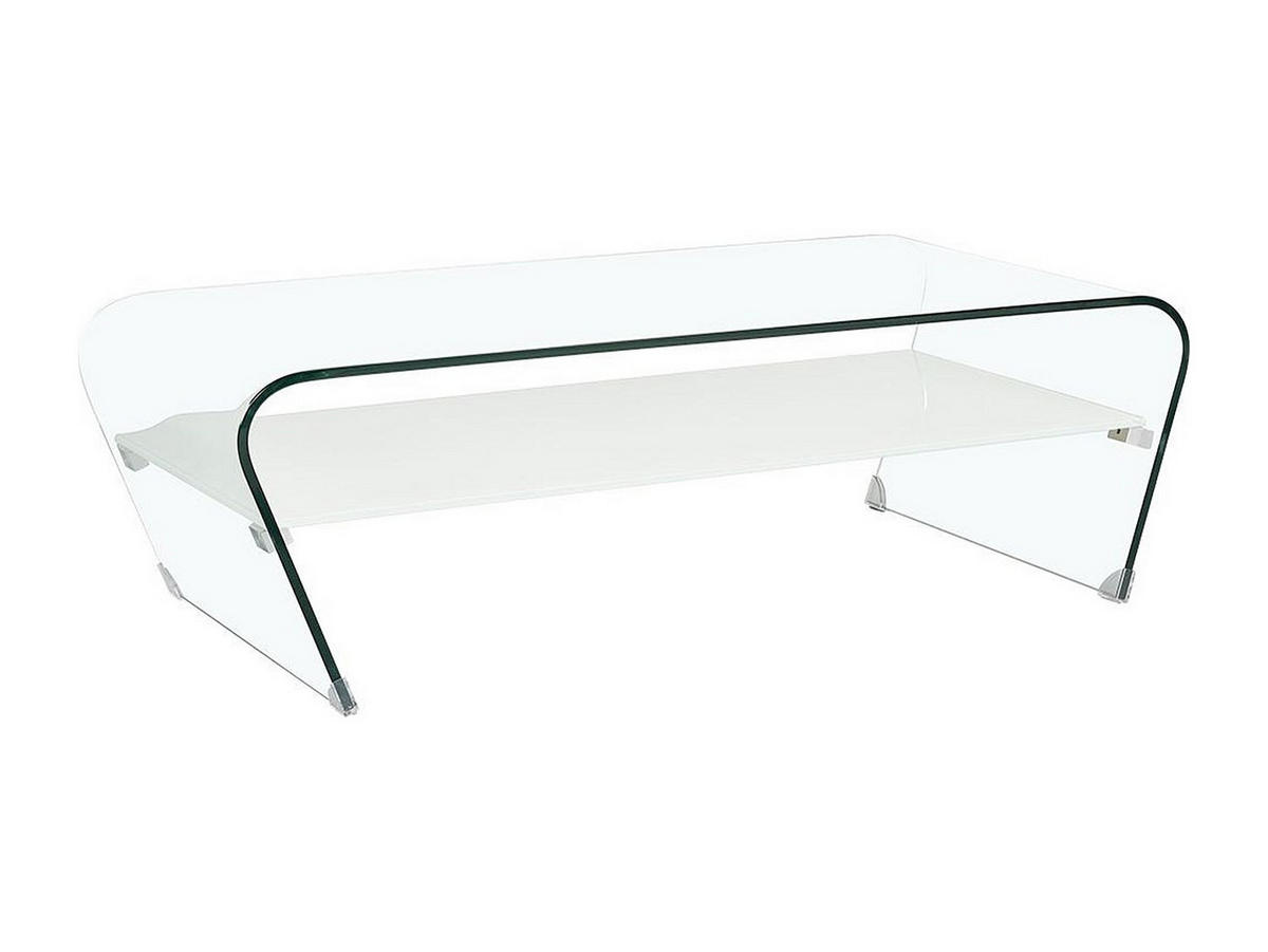 COUCHTISCH mit Ablage - mit Ablage - Weiß - KELLY - Transparent, Glas (120/60/37cm) - Vente-Unique