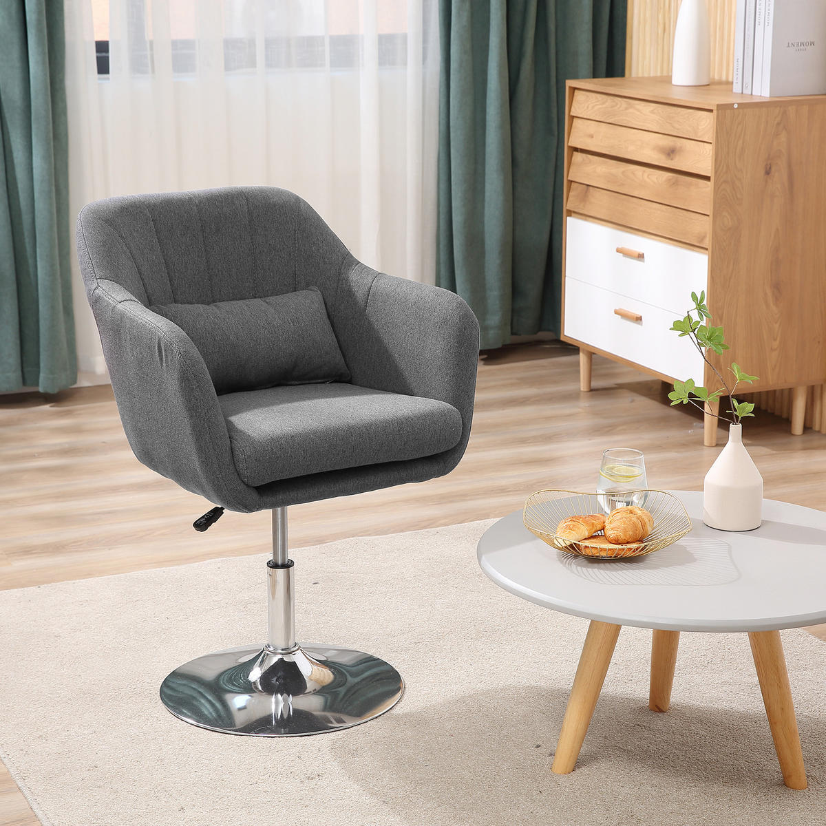 ARBEITSHOCKER Drehhocker Drehstuhl Bürostuhl höhenverstellbar Polyester Grau - Dunkelgrau, Kunststoff (60/91/60cm) - HOMCOM