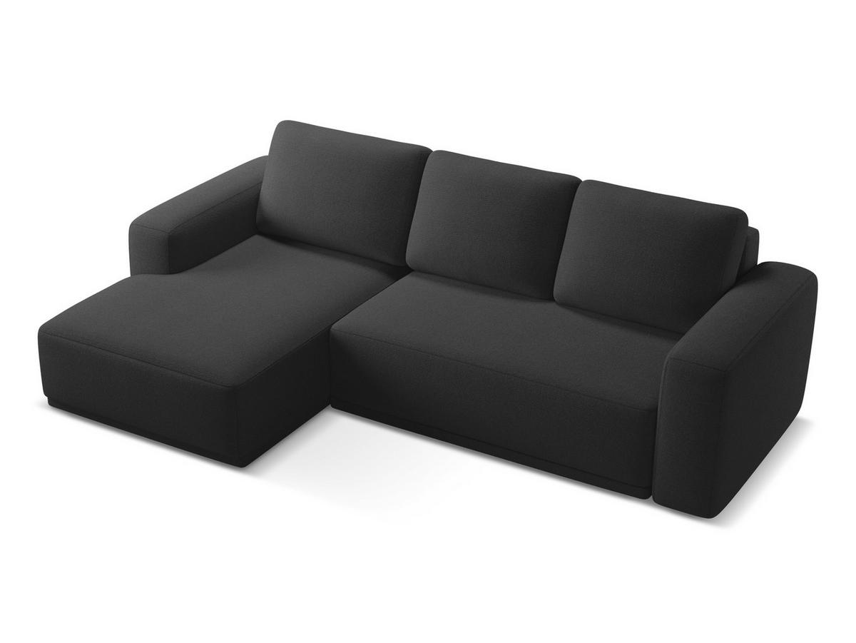 ECKSOFA mit Schlaffunktion Chenille Stoff Schwarz - Anthrazit/Schwarz, Kunststoff/Textil (160/258cm) - Makamii