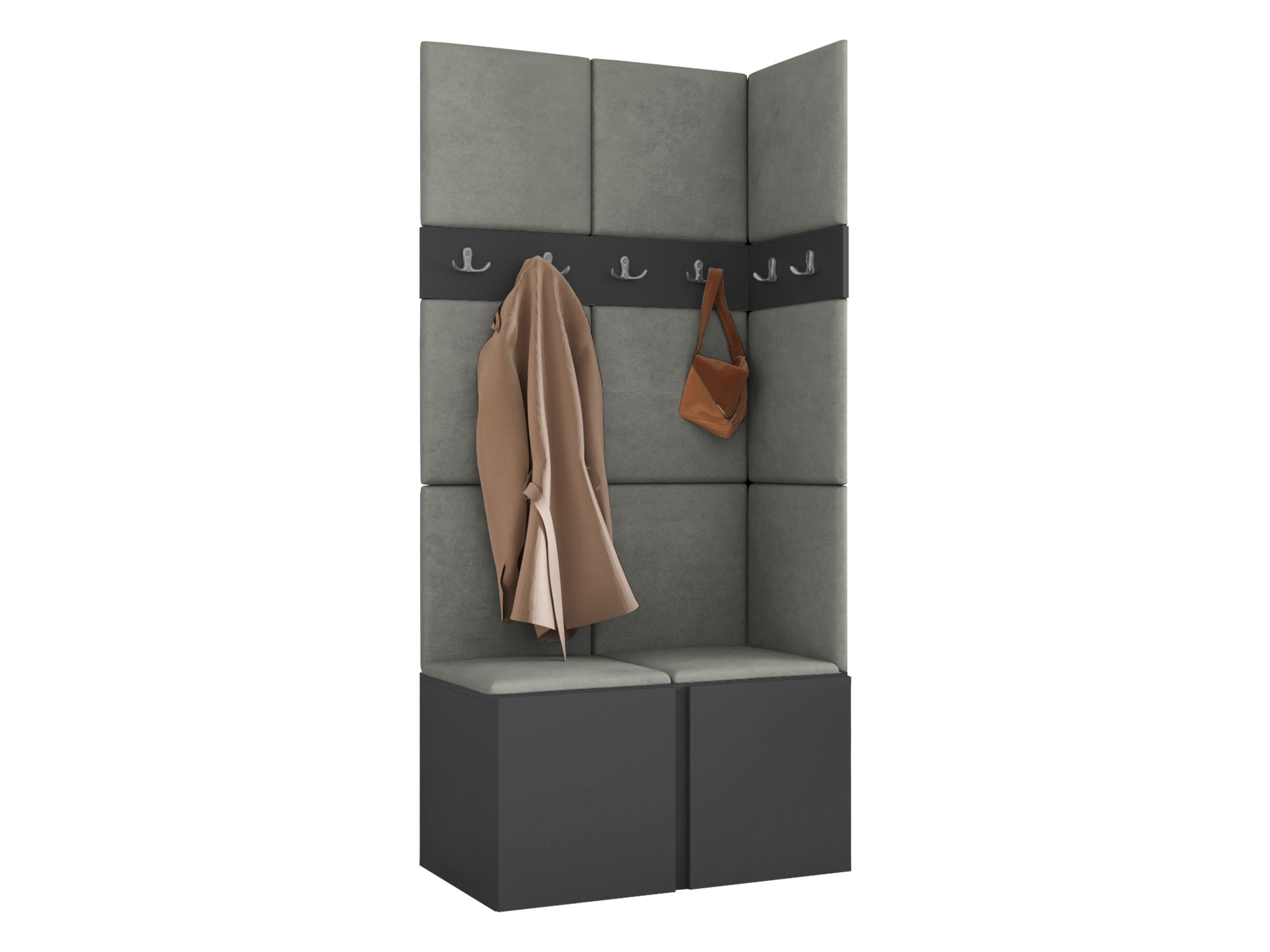 MOBILIER PENTRU HOL Orion I - grafit/gri, material plastic/compozit lemnos (84/186/46cm) - MIRJAN24