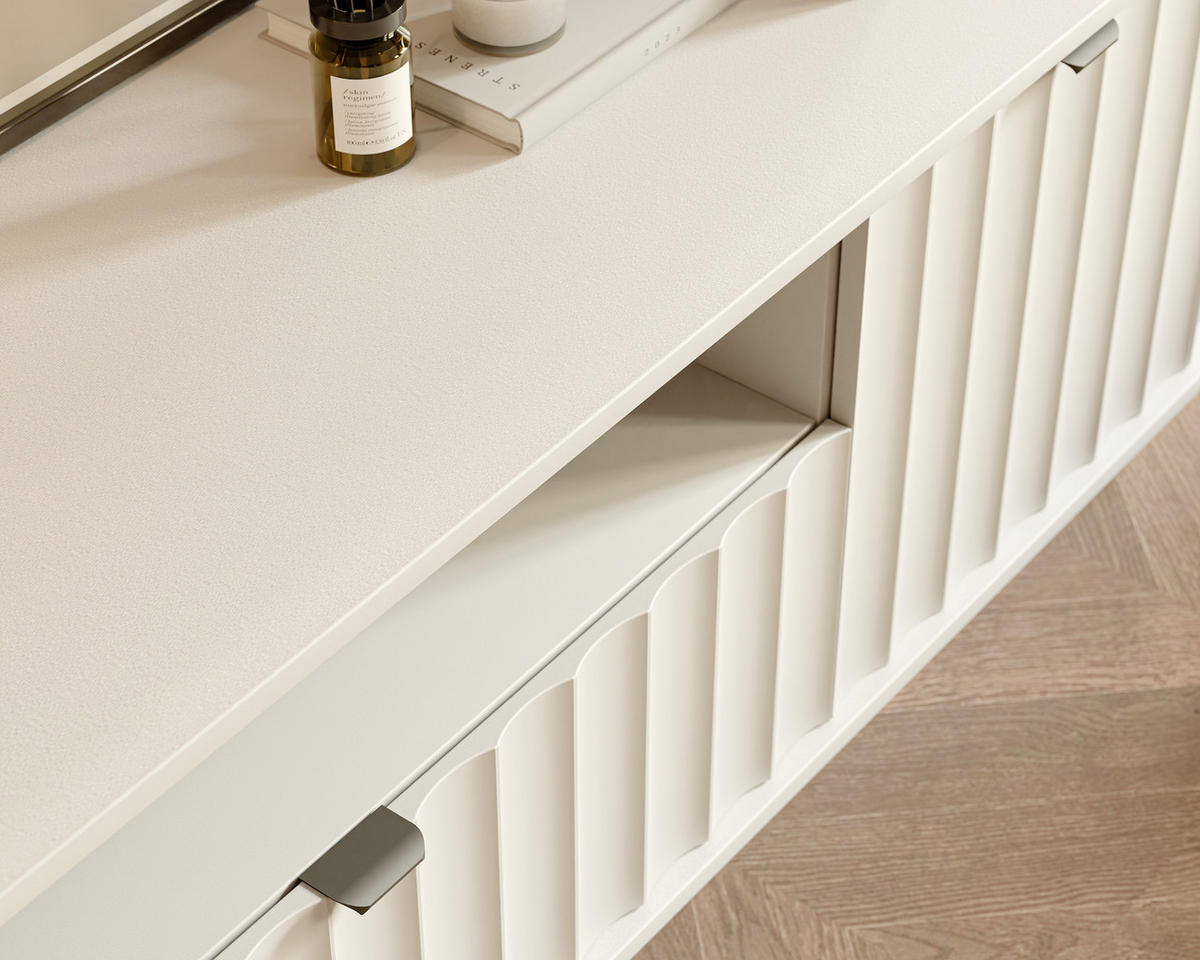 TV-LOWBOARD VITA stehend, 196 cm Alpinweiß - Weiß, Holzwerkstoff/Metall (196/57/40.5cm) - Idohome