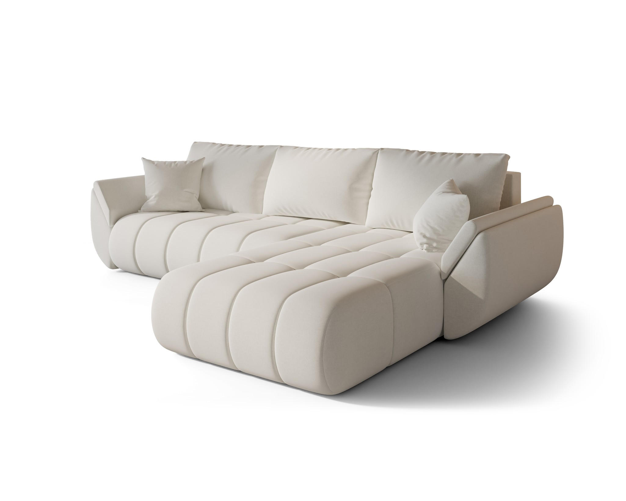 ECKSOFA Misato In Wind - Weiß, Holzwerkstoff/Textil (280/175cm) - Fun Möbel