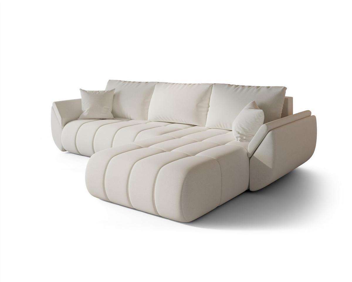 ECKSOFA Misato In Wind - Weiß, Holzwerkstoff/Textil (280/175cm) - Fun Möbel