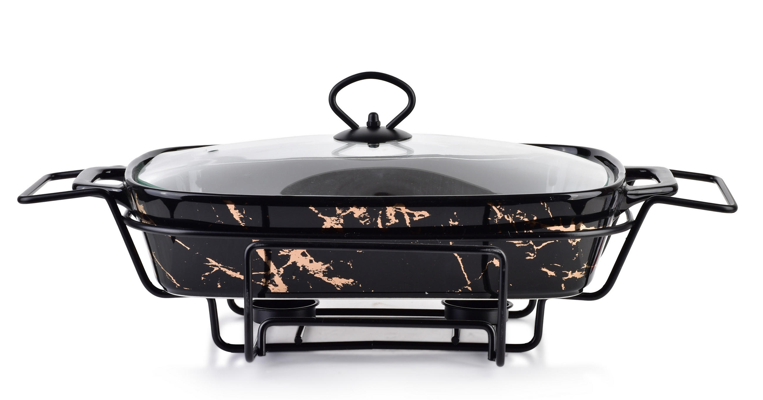 AUFLAUFFORM Modern Kitchen Schwarz Gold 43/25/12 cm Keramik - Goldfarben/Schwarz, Keramik (25/12/43cm) - Mondex
