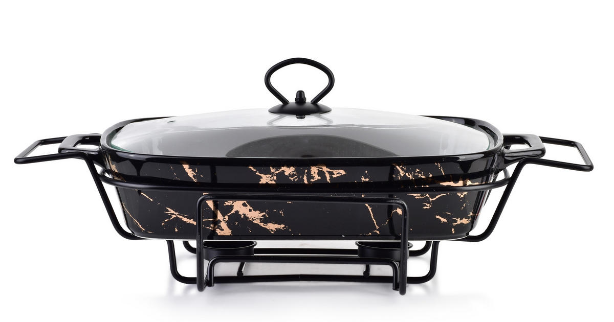 AUFLAUFFORM Modern Kitchen Schwarz Gold 43/25/12 cm Keramik - Goldfarben/Schwarz, Keramik (25/12/43cm) - Mondex