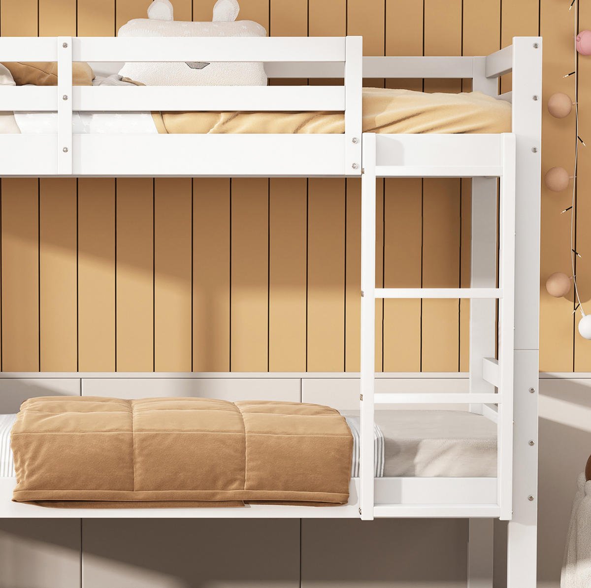 ETAGENBETT 90/200 cm in Weiß mit Absturzsicherung und teilbaren Einzelbetten - Weiß, Holzwerkstoff (90/200cm) - OKMYHOME