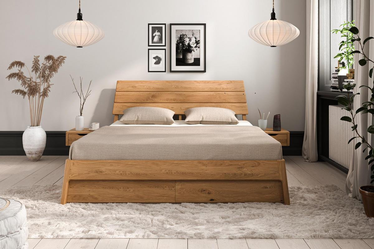 MASSIVHOLZBETT PAUL 1 180 x 200 Wildeiche - Wildeiche, Holz (180/200cm) - byoak