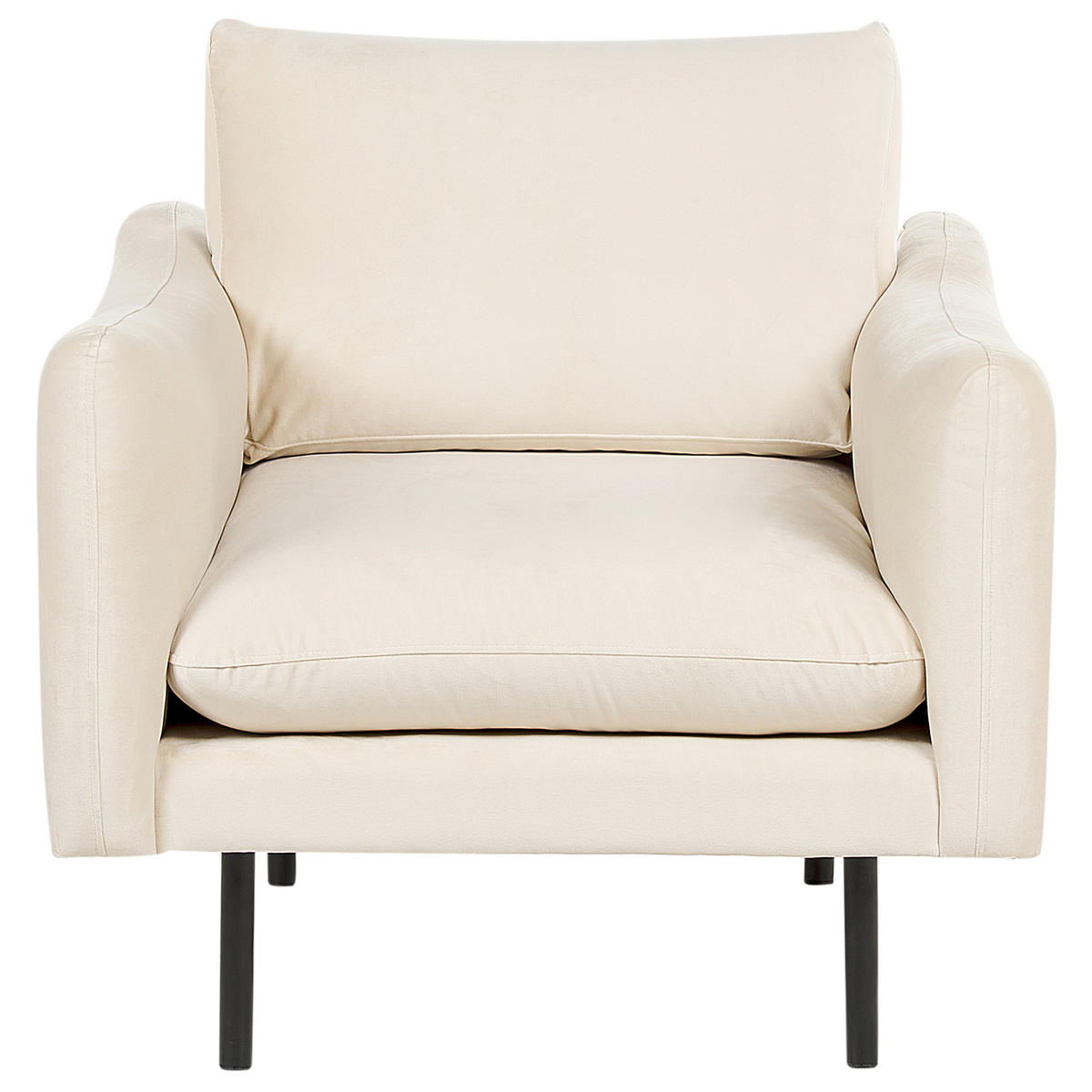 SOFA-SET 5-Sitzer Samtstoff Hellbeige mit Ottomane Vinterbro - Beige/Schwarz, Textil (220/85/85cm) - Beliani