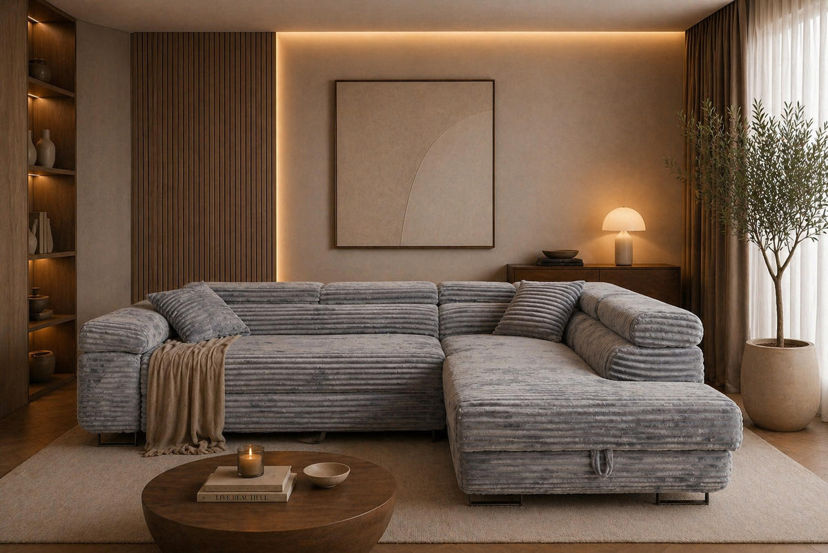 ECKSOFA SERENA L Rechts mit Stauraum, Hellgrau - Hellgrau, Textil (205/275cm) - KS Home Concept