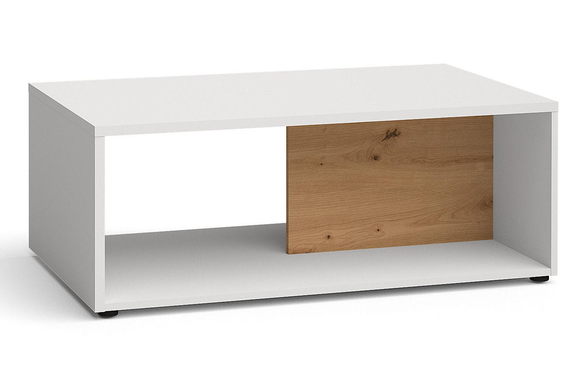 COUCHTISCH Oviedo weiß matt / Artisan Eiche 110 / 60 / 41cm - Weiß/Braun, Holz/Holzwerkstoff (60/110/41cm) - Feldmann-Wohnen