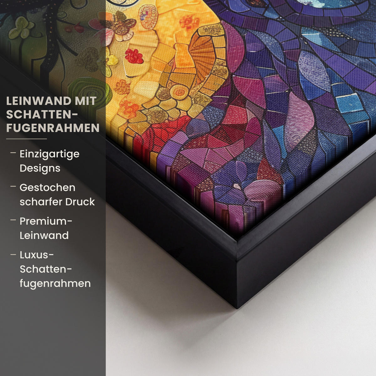 LEINWAND Bilder mit Rahmen - Kunst - Baum des Lebens - Blumen - Hippie - 20x30 - Dunkelblau, Textil (20/30cm) - MuchoWow