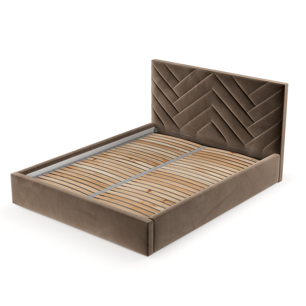 POLSTERBETT Arco 180/200 cm Braun im Paros Stoff - Schwarz/Naturfarben, Holz/Holzwerkstoff (180/200cm) - AltaBeds