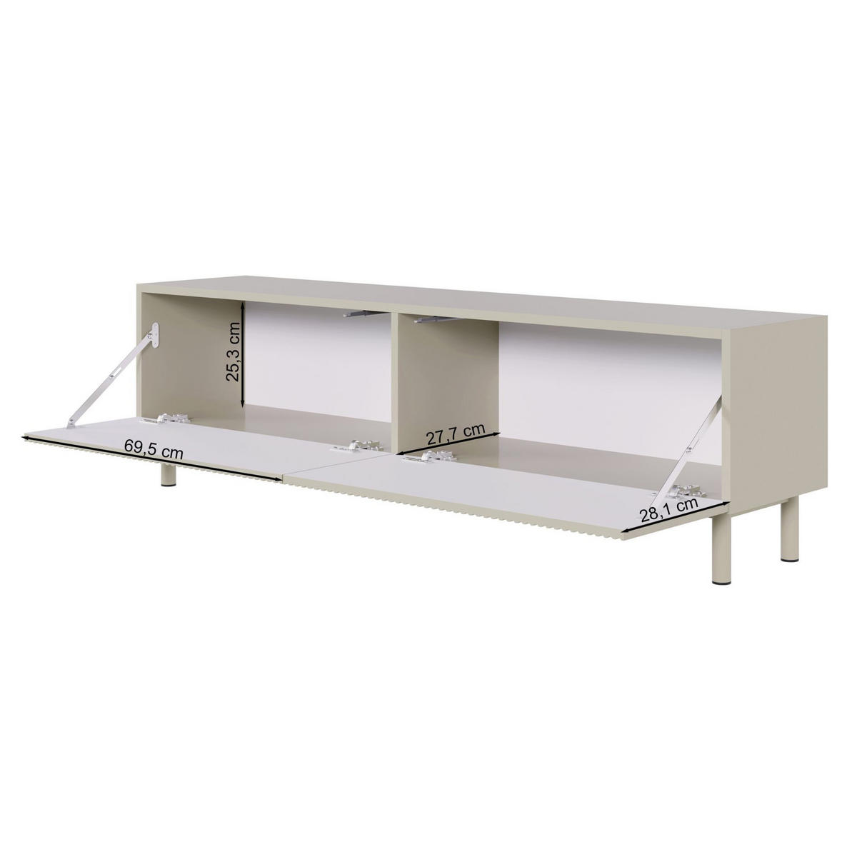 TV-LOWBOARD Veldio New Greige 140 cm - Taupe, Holzwerkstoff/Metall (140/46.5/31.6cm) - Selsey