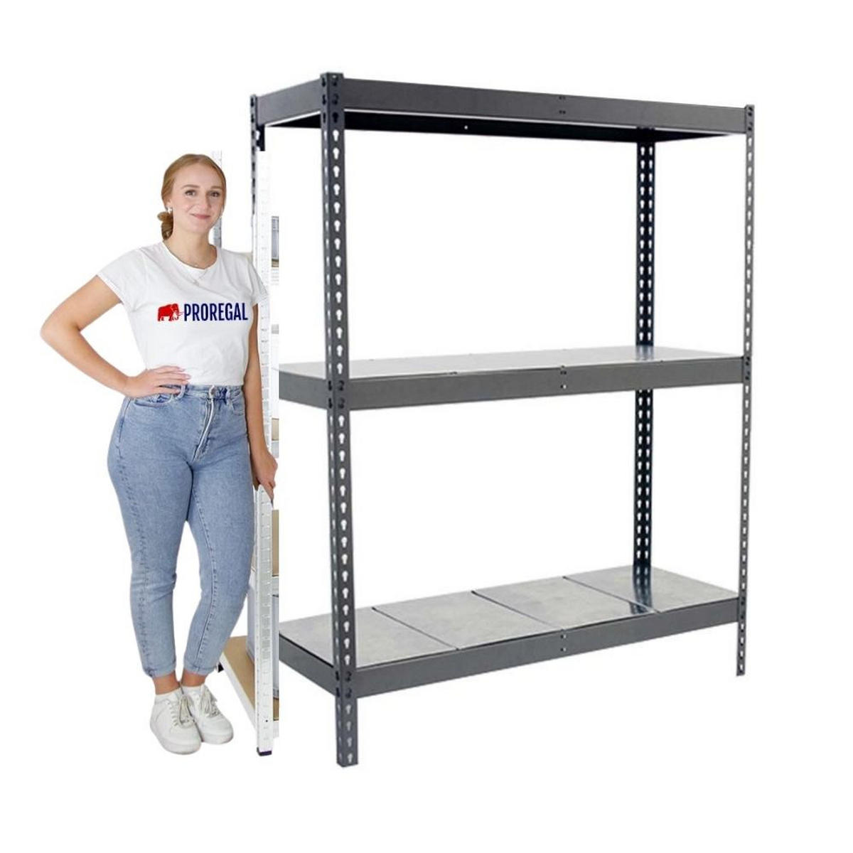 SCHWERLASTREGAL BIG METAL YETI THREE | HxBxT 200x180x60cm | Fachlast 400kg | Grau - Grau, Metall (180/200/60cm) - PROREGAL