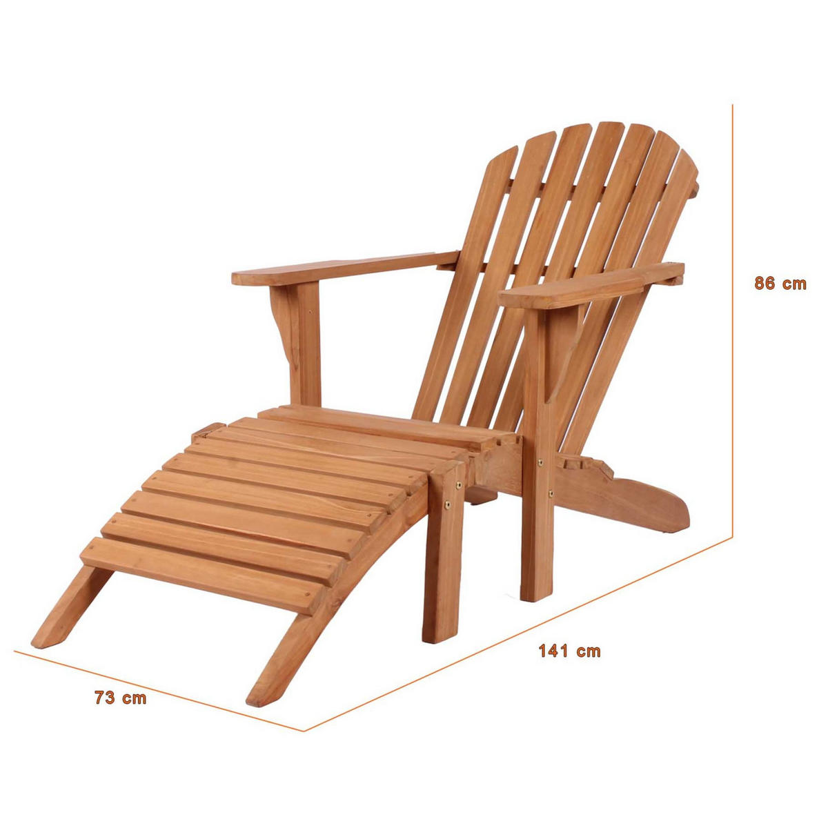 GARTENSESSEL Adirondack Montreal - Naturfarben, Naturmaterialien/Holz (73/86/141cm) - Mr. Deko