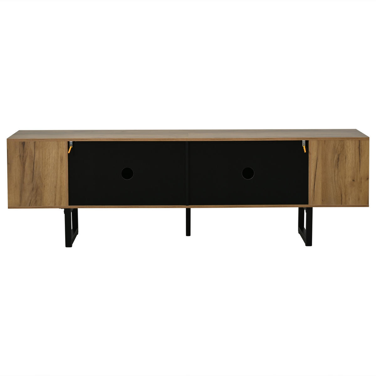 LOWBOARD DE-40416 mit offenen Fächern Holzfarbe/Schwarz - Naturfarben, Holzwerkstoff (180/55/40cm) - ComfortXL