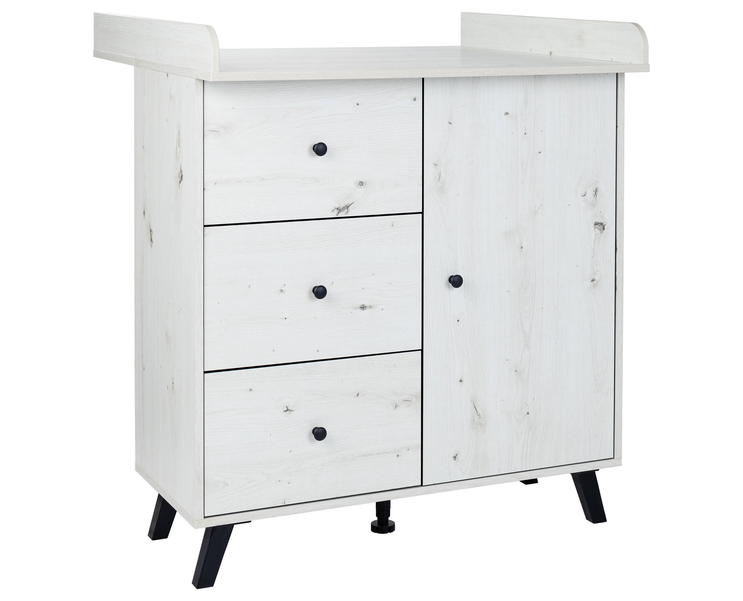 WICKELKOMMODE Lavea Landhausstil White Oak - Schwarz/Weiß, Holzwerkstoff/Kunststoff (88/100/75cm) - arthur berndt