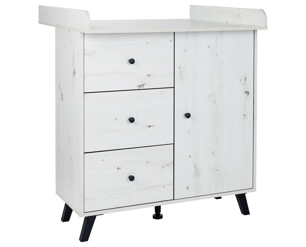 WICKELKOMMODE Lavea Landhausstil White Oak - Schwarz/Weiß, Holzwerkstoff/Kunststoff (88/100/75cm) - arthur berndt