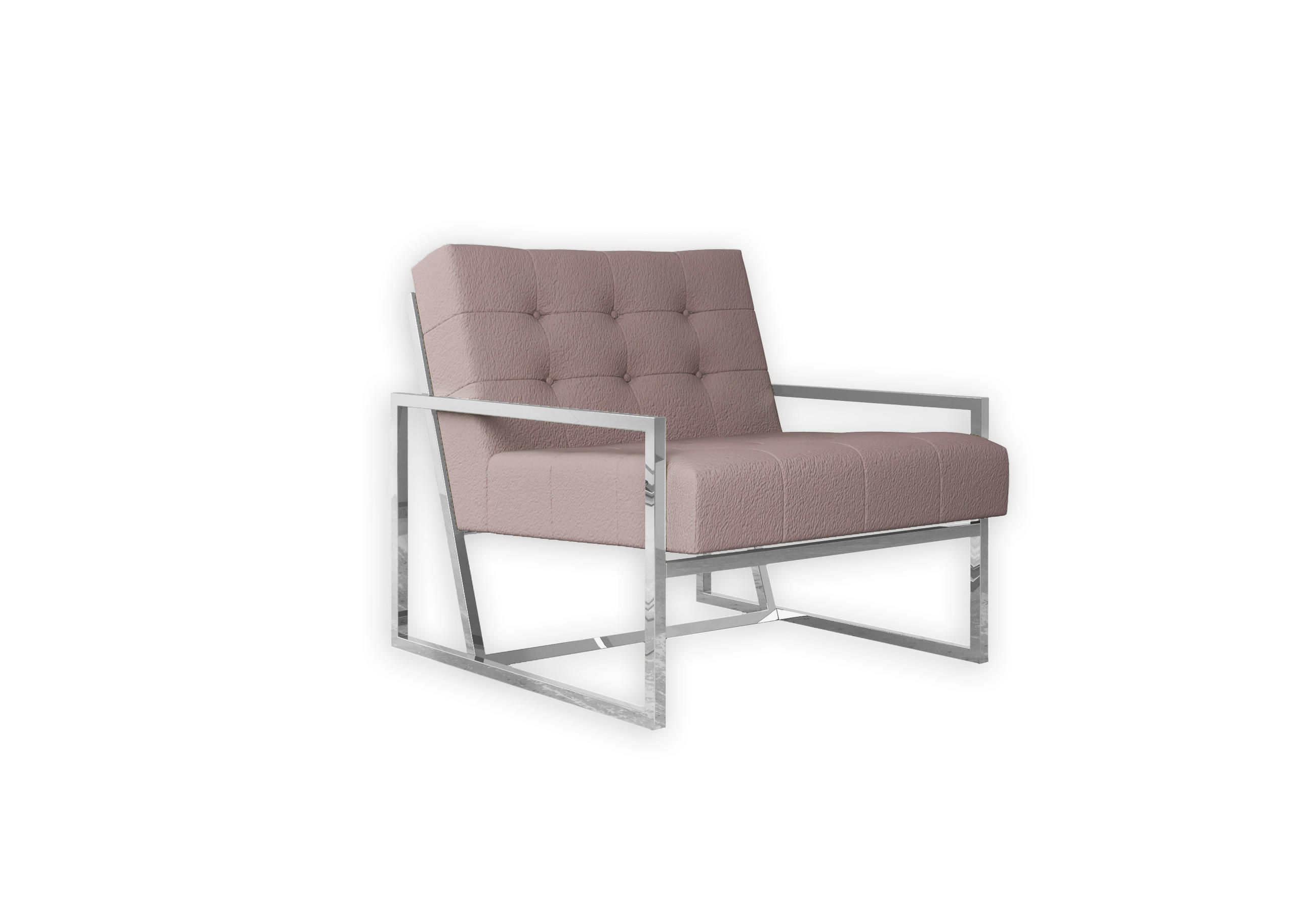 LOUNGESESSEL Duban Rosa Bouclé-Stoff - Pink/Silberfarben, Holz/Textil (84/81/89cm) - S-Style Möbel