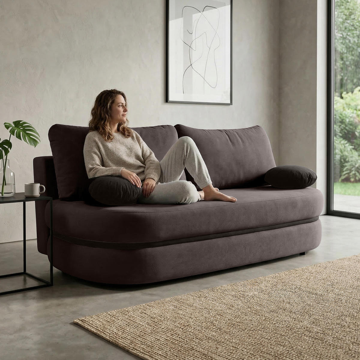 SCHLAFSOFA Valio 3-Sitzer mit Schlaffunktion, Braun - Braun, Textil (211/93/103cm) - Beautysofa