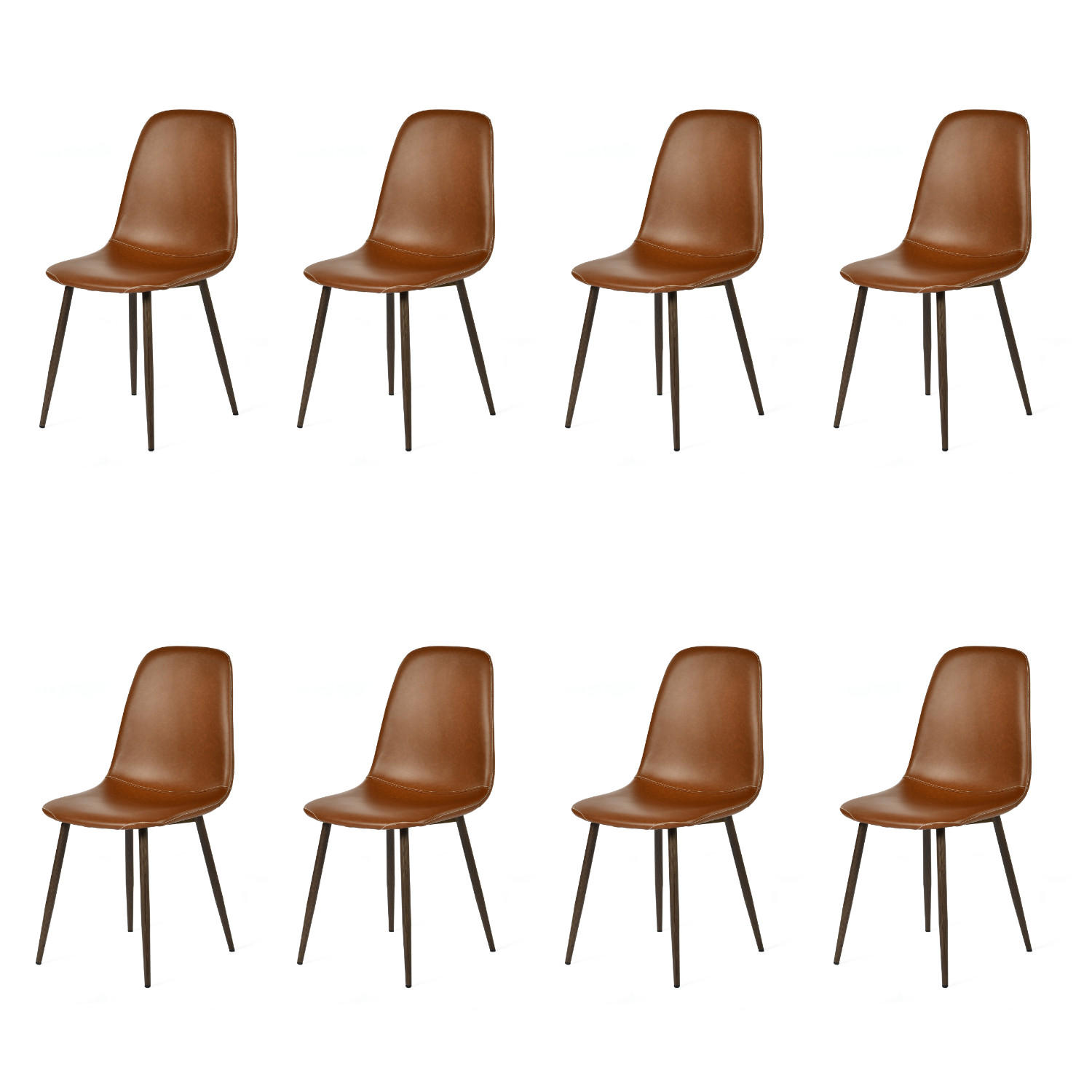ESSZIMMERSTÜHLE 8er-Set, gepolstert, Kunstlederbezug, Braun - Braun, Metall (43/88/53cm) - Meubles Cosy
