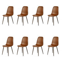 ESSZIMMERSTÜHLE 8er-Set, gepolstert, Kunstlederbezug, Braun - Braun, Metall (43/88/53cm) - Meubles Cosy
