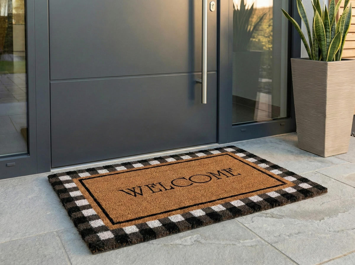 FUSSMATTE XL Kokosmatte mit Welcome-Schriftzug 50x80cm - Multicolor, Naturmaterialien (80/50cm) - Melius Vivere