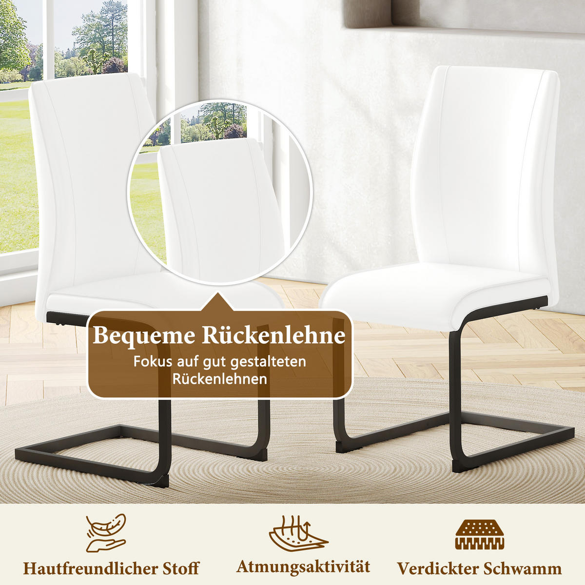 SCHWINGSTUHL DE-36541 2er-Set mit PU-Bezug und Metallbeinen Weiß - Weiß, Metall (44.5/99/43cm) - ComfortXL